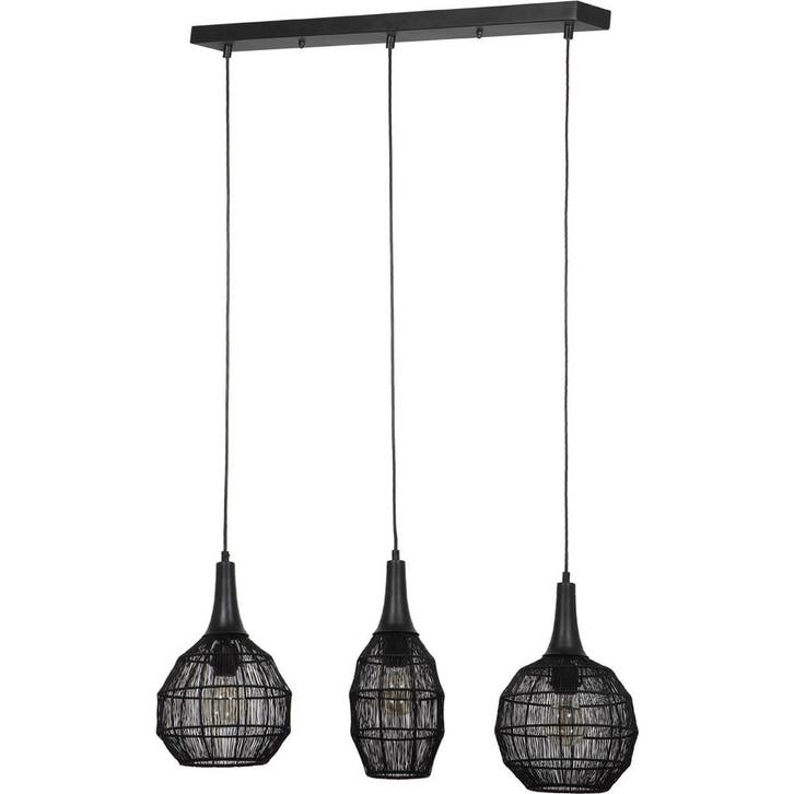 Stijlvolle Metalen Zwarte LED Hanglamp Trion Sorana - 3-lich, Huis en Inrichting, Lampen | Hanglampen, Nieuw, Verzenden