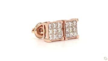 Oorbellen - 14 karaat Roségoud - 1.07ct. tw. Diamant, Nieuw