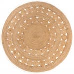 vidaXL Tapijt met ontwerp rond 180 cm gevlochten jute, Verzenden