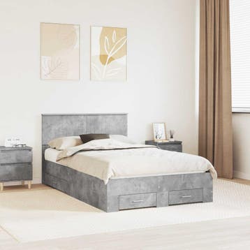 vidaXL Bedframe met hoofdeinde Beton Grijs 120 x 190 cm, Verzenden
