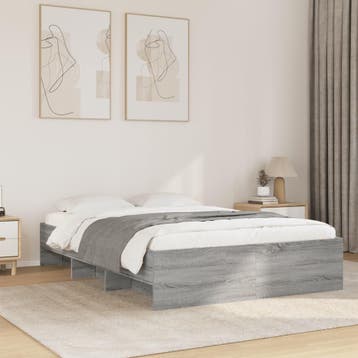 vidaXL Bedframe bewerkt hout grijs sonoma eikenkleurig, Verzenden, Nieuw