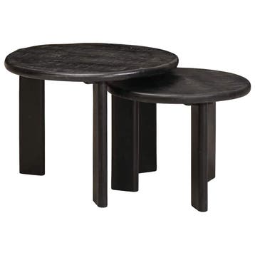 vidaXL Nesting Koffietafels 2 st Wit Ø 50 x 40 cm Massief, Verzenden, Nieuw