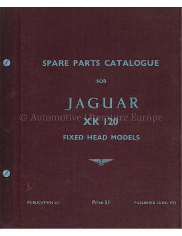 1953 JAGUAR XK 120 ONDERDELEN CATALOGUS ENGELS