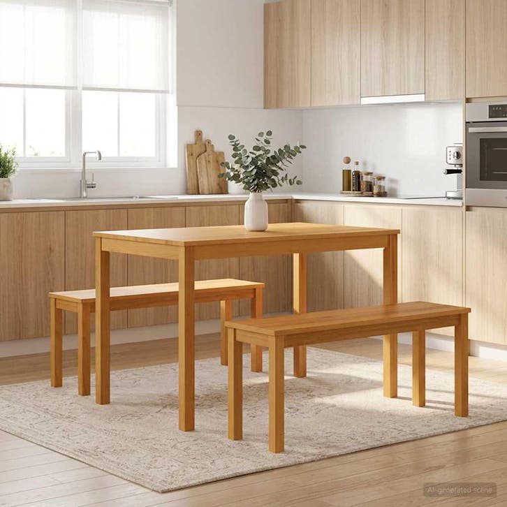 vidaXL Eetbank 95 x 32 x 45 cm Massief Eikenhout Naturel, Huis en Inrichting, Stoelen, Nieuw, Verzenden
