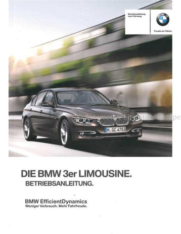 2012 BMW 3 SERIE SEDAN INSTRUCTIEBOEKJE DUITS