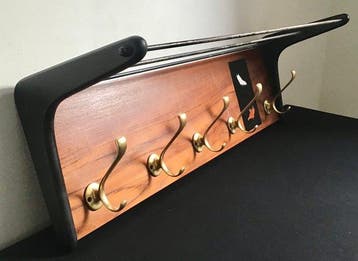 Belform - Kapstok - “ Boomerang “ teak en zwart gelakt hout