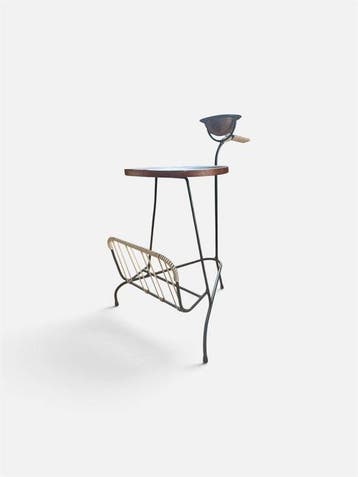 Bijzettafel - Metaal, Teak - Rooktafeltje
