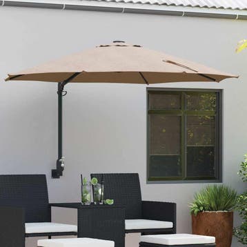 vidaXL Tuinparasol Taupe 248 x 248 x 148 cm Polyester en, Verzenden, Nieuw