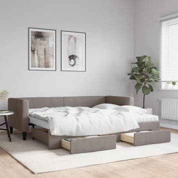 vidaXL Slaapbank met onderschuifbed en lades 80x200 cm stof, Verzenden, Nieuw