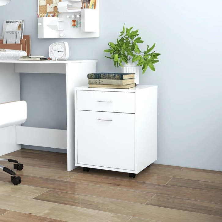 vidaXL Rolkast 45x38x54 cm bewerkt hout wit, Huis en Inrichting, Kasten | Overige, Nieuw, Verzenden