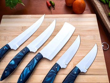 Keukenmes - Kitchen knife set - 738 - Staal, Hout,