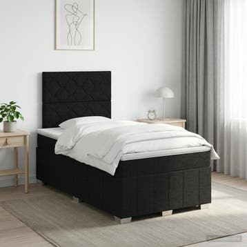 vidaXL Boxspringbed met matras met hoofdeinde Zwart 120 x, Verzenden