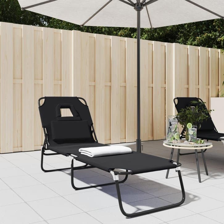 vidaXL Ligbed inklapbaar oxford stof en gepoedercoat staal, Tuin en Terras, Ligbedden, Nieuw, Verzenden