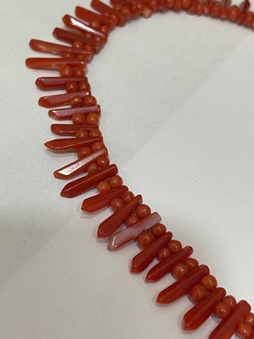 Rood koraal - Halsketting - koraal choker, Antiek en Kunst