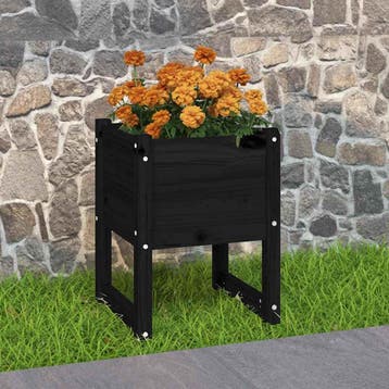 vidaXL Plantenbak 40x40x52,5 cm massief grenenhout zwart, Verzenden