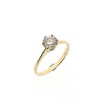 Gouden solitairring met zirconia, Handtassen en Accessoires, Ringen, Gebruikt, Overige kleuren, Ophalen of Verzenden, 17 tot 18
