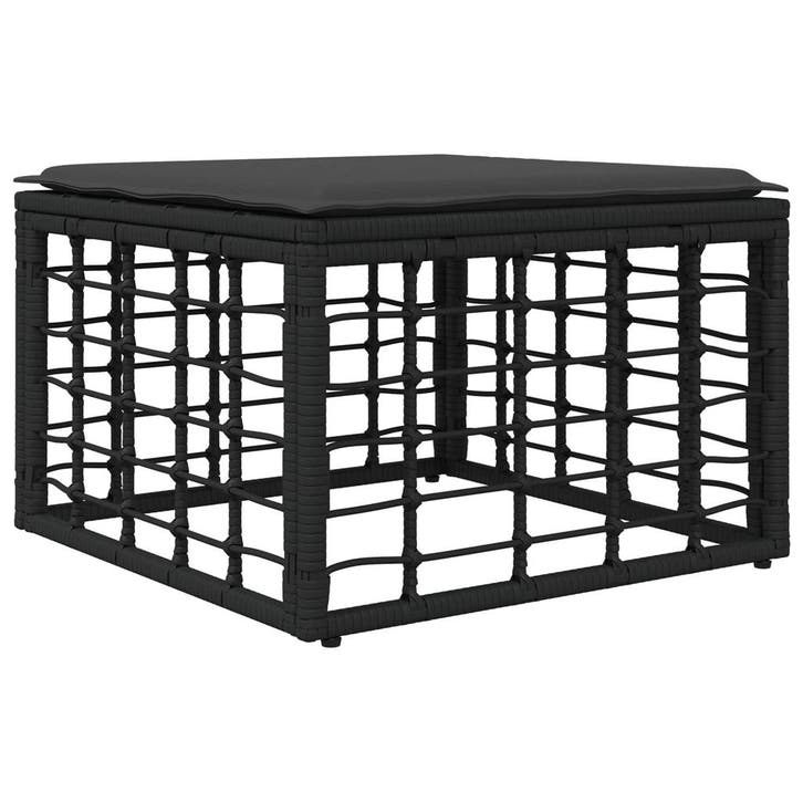 vidaXL Tuin Voetenbank Zwart poly rattan, Tuin en Terras, Tuinsets en Loungesets, Nieuw, Verzenden