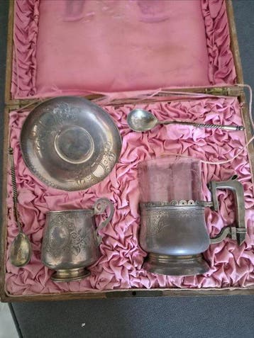 Service à thé - Argent 875 (84 Zolotniki) - Ancien service à, Antiquités & Art, Antiquités | Argent & Or