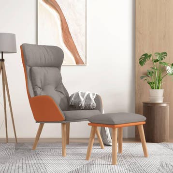 vidaXL Relaxstoel met voetenbankje kunstleer en stof, Huis en Inrichting, Fauteuils, Verzenden, Nieuw