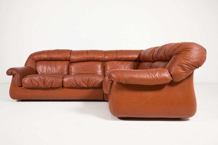 Sofa - Leder - modulaire bank uit de jaren 70, Antiek en Kunst, Kunst | Designobjecten