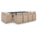 vidaXL 13-delige Tuinset met kussens poly rattan beige, Verzenden, Nieuw, Tuinset