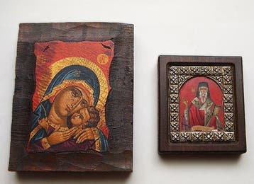 Themacollectie - Beschilderde icoon in Byzantijnse stijl op