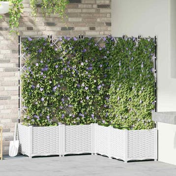 vidaXL Tuin Plantpot 5 st Wit 120 x 120 x 143 cm PP, Tuin en Terras, Verzenden, Nieuw