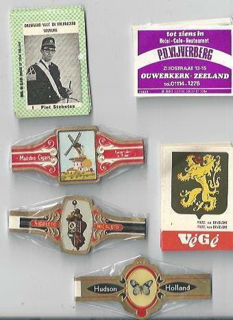 sigarenbaden,sigarenbandjes,lucifermerken, Verzamelen, Rookartikelen, Aanstekers en Luciferdoosjes, Gebruikt, Sigarenbandjes