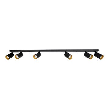 Moderne plafond spot zes dubbel opbouw zwart met goud 6 x, Verzenden, Nieuw, Modern