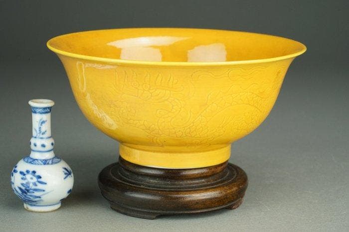 bol - Porcelaine - Yellow Dragon - Chine - Moderne, Antiquités & Art, Antiquités | Autres Antiquités