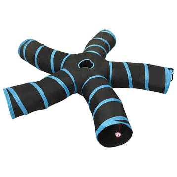 vidaXL Kattentunnel 5-voudig 25 cm polyester zwart en blauw, Verzenden, Nieuw