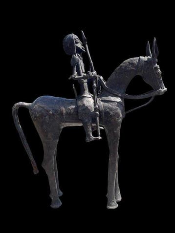 Grand cavalier en bronze - sculptuur - Afrika (Zonder, Antiquités & Art