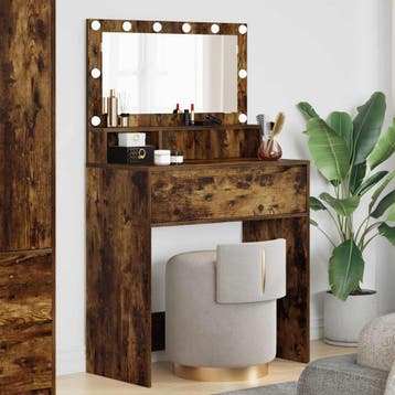 vidaXL Slaapkamer Toilet Tafels Rook Eiken 80 x 39,6 x 135, Huis en Inrichting, Verzenden, Nieuw
