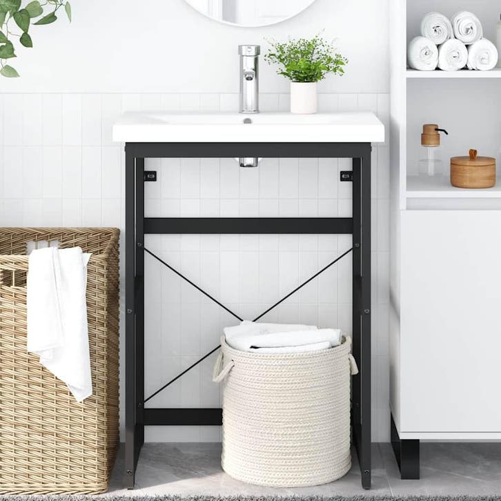vidaXL Wastafelframe 59x38x83 cm ijzer zwart, Huis en Inrichting, Tafels | Kaptafels, Nieuw, Verzenden