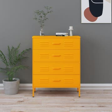 vidaXL Ladekast 80x35x101,5 cm staal mosterdgeel, Verzenden, Nieuw