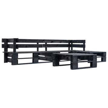 vidaXL 4-delige Loungeset pallet hout zwart, Verzenden, Loungeset
