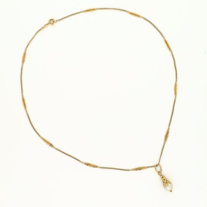 Halsketting - 18 karaat Geel goud - Parel., Bijoux, Sacs & Beauté, Colliers