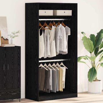 vidaXL Kledingkast Zwart Eiken 100 x 50 x 200 cm Bewerkt, Verzenden, Nieuw