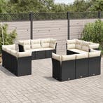 vidaXL 12-delige Loungeset met kussens poly rattan zwart, Verzenden, Nieuw, Loungeset