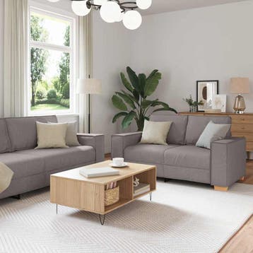 vidaXL bank / zetel 3 st Taupe Linnenmix Stoffen, Verzenden