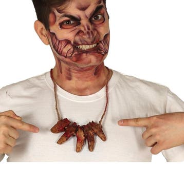 Halloween Ketting Bloederige Vingers, Verzenden, Nieuw