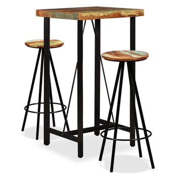 vidaXL Barset massief gerecycled hout 3-delig, Huis en Inrichting, Verzenden, Nieuw