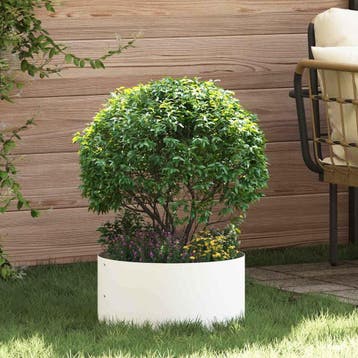vidaXL Plantenring Wit 40 x 40 x 20 cm Koudgewalst staal, Verzenden, Nieuw