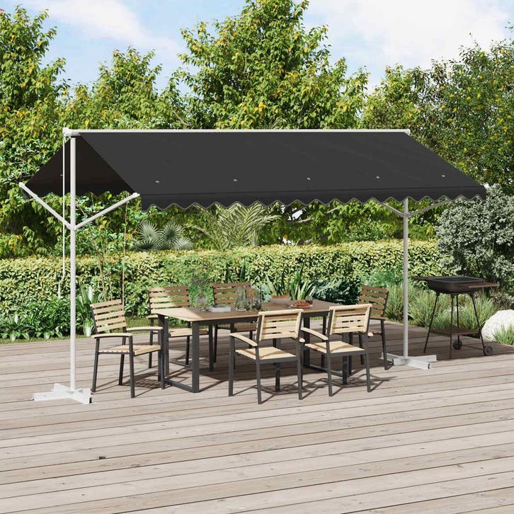 vidaXL Vrijstaande luifel 4 × 3 m Polyester Antraciet, Jardin & Terrasse, Parasols, Envoi
