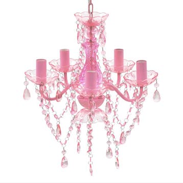 vidaXL Kristallen licht met 5 gloeilampen rosa, Verzenden, Nieuw