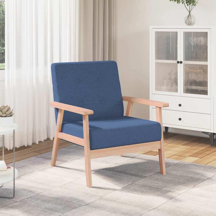 vidaXL Fauteuil stof blauw, Huis en Inrichting, Fauteuils, Nieuw, Verzenden