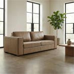 Leren bank Fine - 3 zits - Vintage Taupe (taupe/bruin) -, Nieuw, Ophalen of Verzenden, Eigentijds, Klassiek, Modern, 200 tot 250 cm
