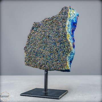 Unieke Aura-amethystdruse op standaard – Schitterende magie