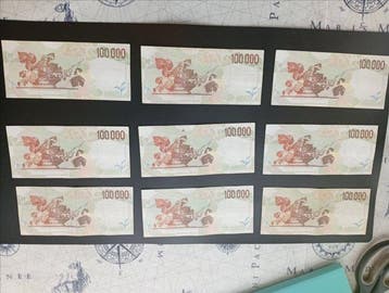 Italië. - 9 x 100.000 Lire Caravaggio II tipo - Gigante BI