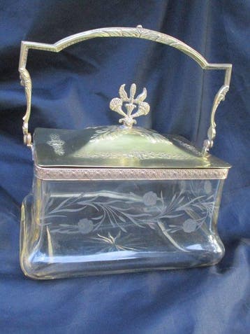 Koektrommel - Emmer van gegraveerd glas uit de late 19e, Antiek en Kunst